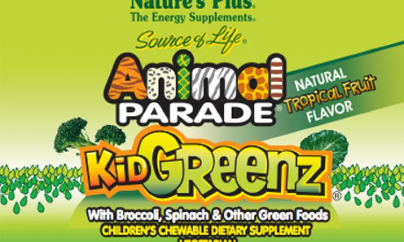 Get a FREE Sample Of Animal Parade KidGreenz Children’s Chewables {Tropical Fruit Flavor}!