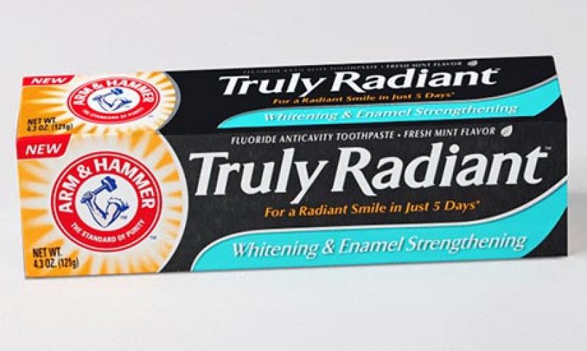 Get a FREE Sample of Arm & Hammer Truly Radiant Toothpaste!