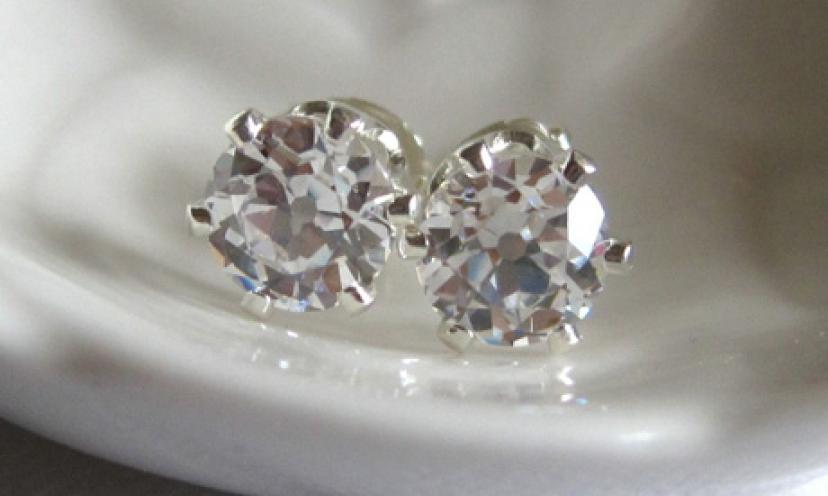Get Round Diamond Cubic Zirconia Stud Earrings For As Low As $0.01!