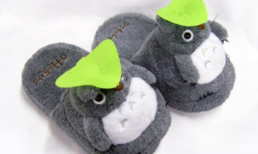 Get a Pair of Soft Gray Totoro Plush Slippers For 60% Off!