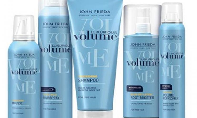 Get free samples of John Frieda Luxurious Volume Shampoo and Conditioner!