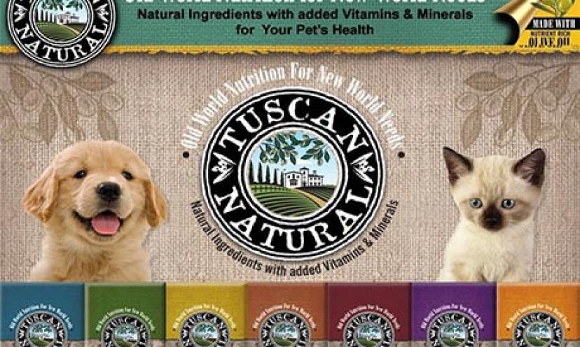 Get a free sample of Tuscan Natural dog food!