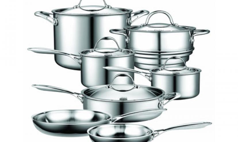 Enjoy 33% Off on Cooks Standard 12-Piece Multi-Ply Clad Stainless-Steel Cookware Set!