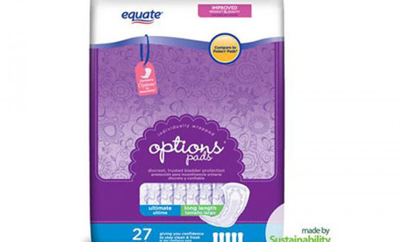 Get $1.00 Off One Equate Options Bladder Control Pads!