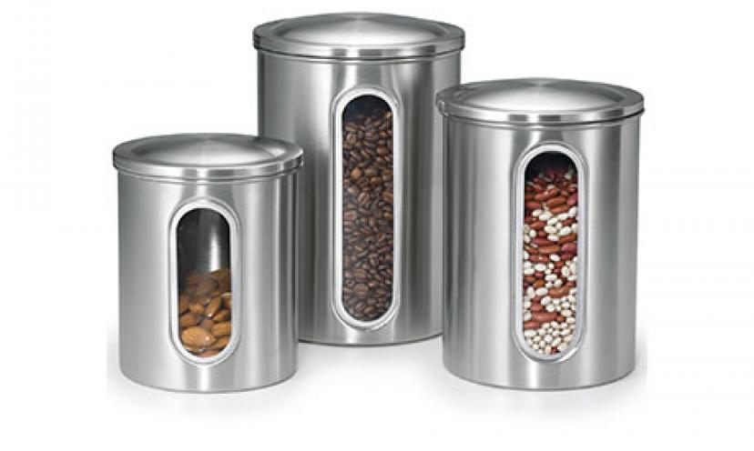 Save 48% Off on Polder Stainless Steel Window Canister Set with Lids!
