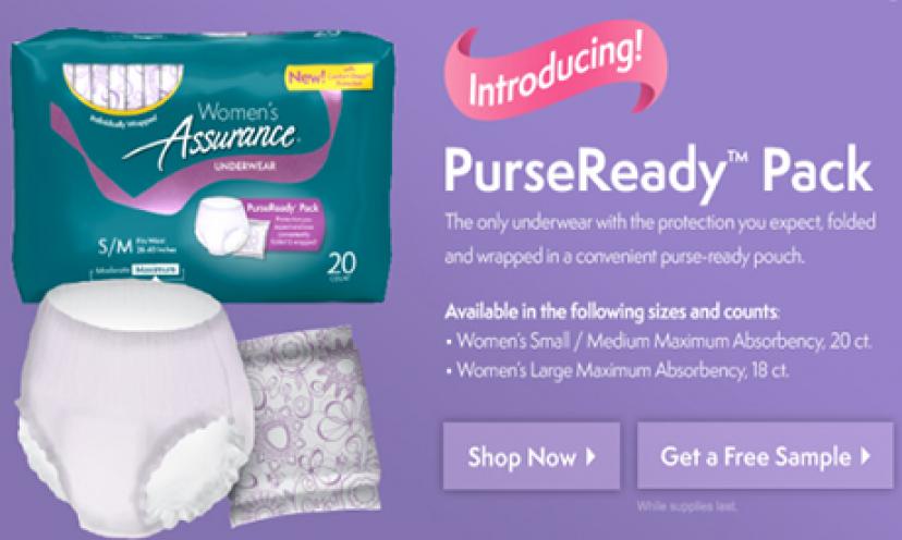 FREE Equate Women’s Assurance PurseReady Underwear Sample Kit