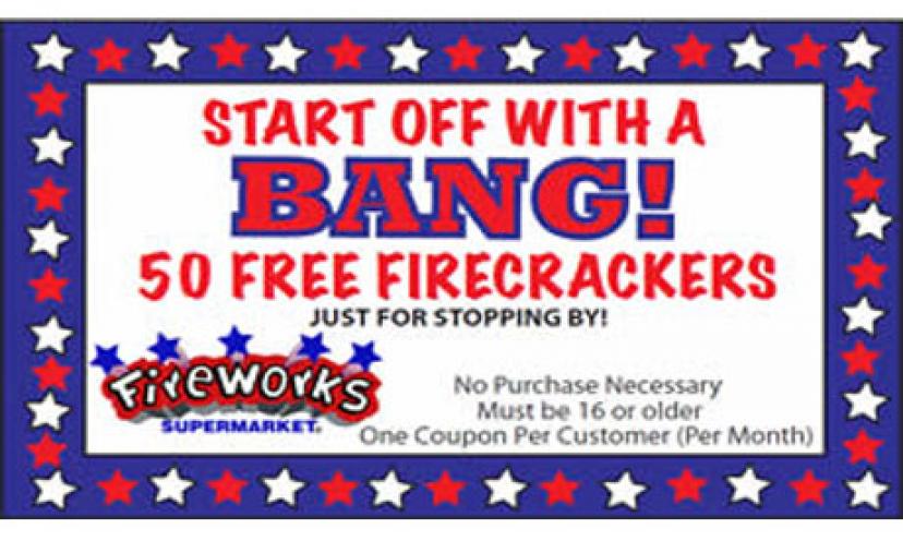 Get 50 FREE Firecrackers at Fireworks Supermarket!