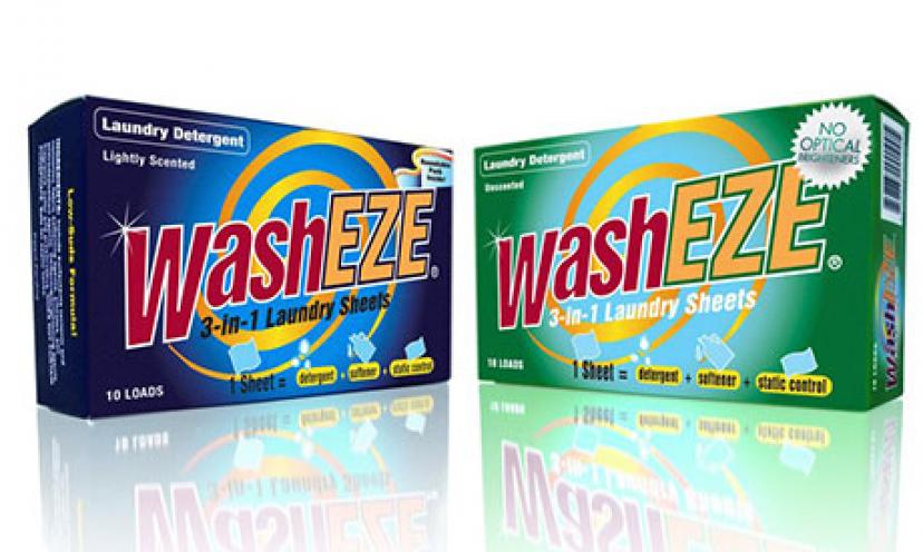 Get a FREE Sample of WashEZE 3-in-1 Laundry Sheets!