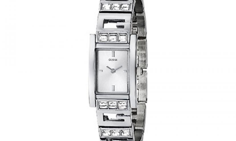 Get 30% Off a GUESS Women’s G-Iconic Sophistication Silver-Tone Crystal Watch!