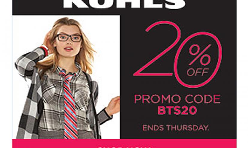 Gearing up for back to school? Get 20% off at Kohl’s!