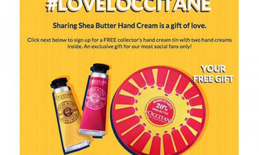 Get a FREE Collector’s Edition Shea Butter Hand Cream from L’Occitane!