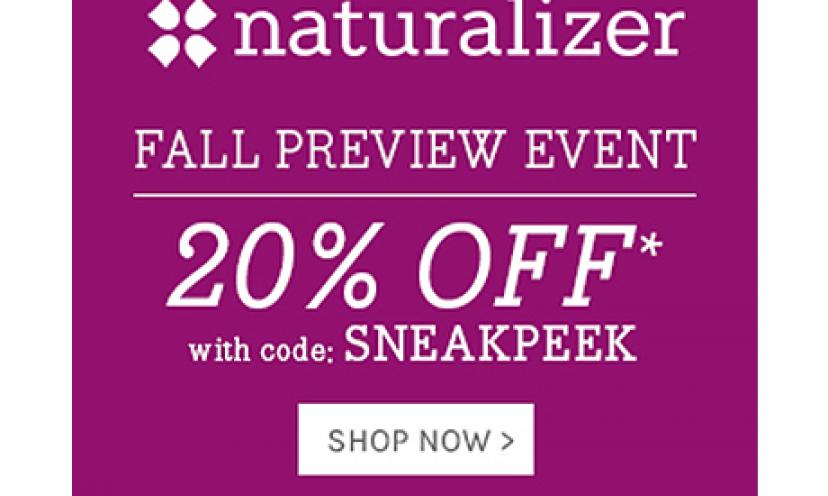 Get 20% off shoes and sandals at Naturalizer!