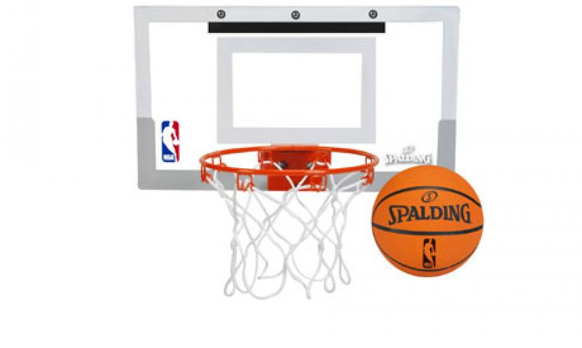 Save 25% on the Spalding NBA Over-The-Door Mini Basketball Hoop!