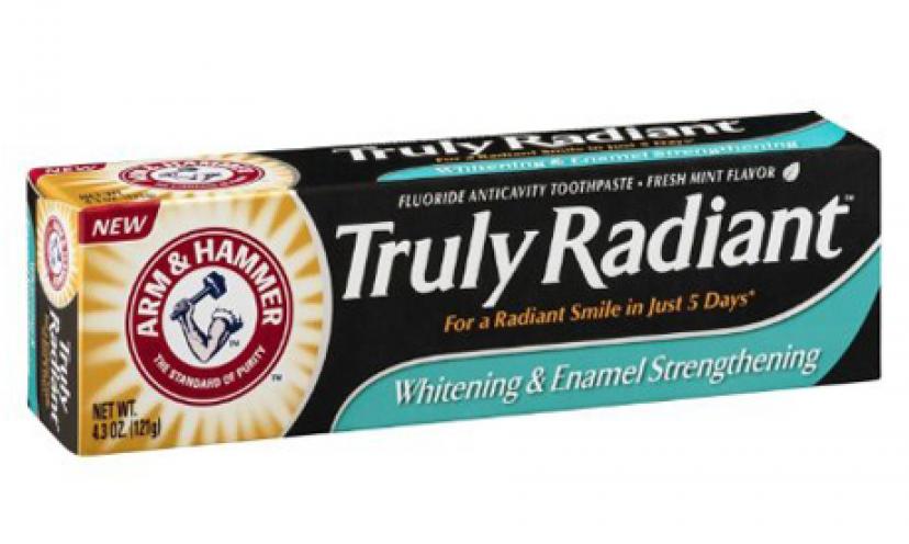 Free sample of Arm & Hammer Truly Radiant Rejuvenating Toothpaste