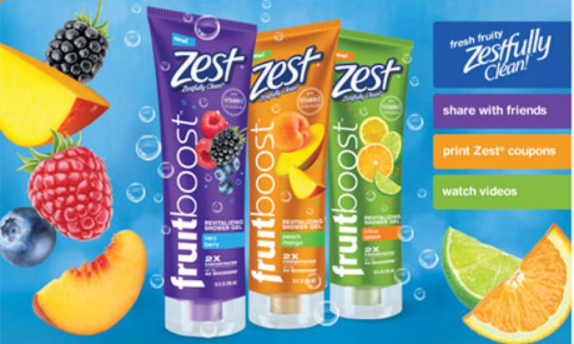 Get a FREE Sample of Zest Fruitboost Shower Gel!