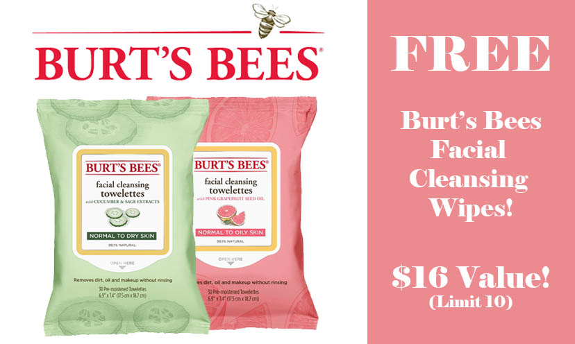 Get a FREE 2-Pack of Burt’s Bees Facial Cleansing Towelettes!