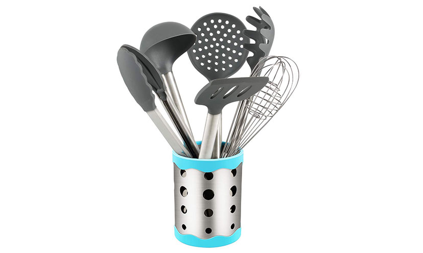 Save 50% on a Silicone Kitchen Utensil Set and Holder!